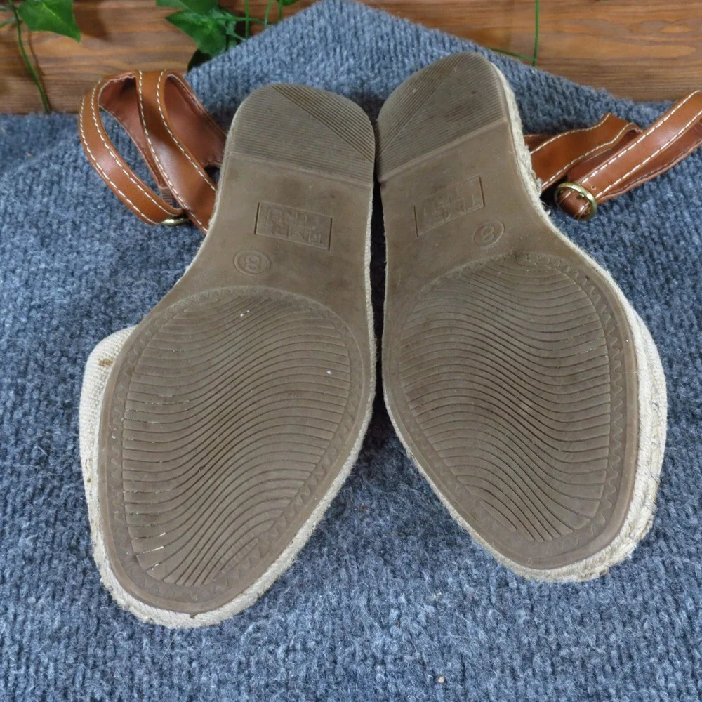 Time and Tru Ankle Strap Women Espadrille Sandal Size 8 Summer Beige Canvas